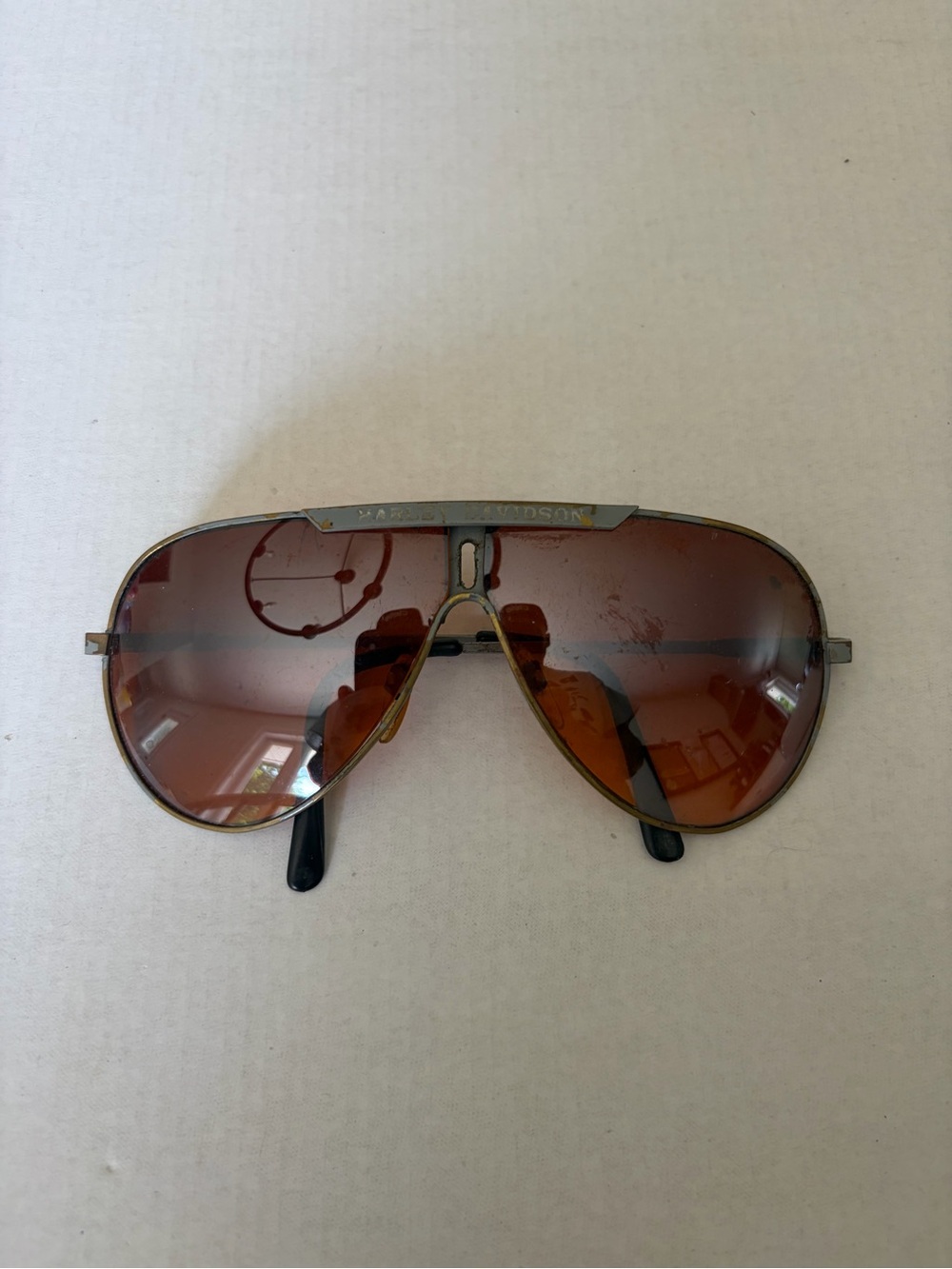Harley-Davidson Men’s Brown Lens Silver Frame Aviator Sunglasses